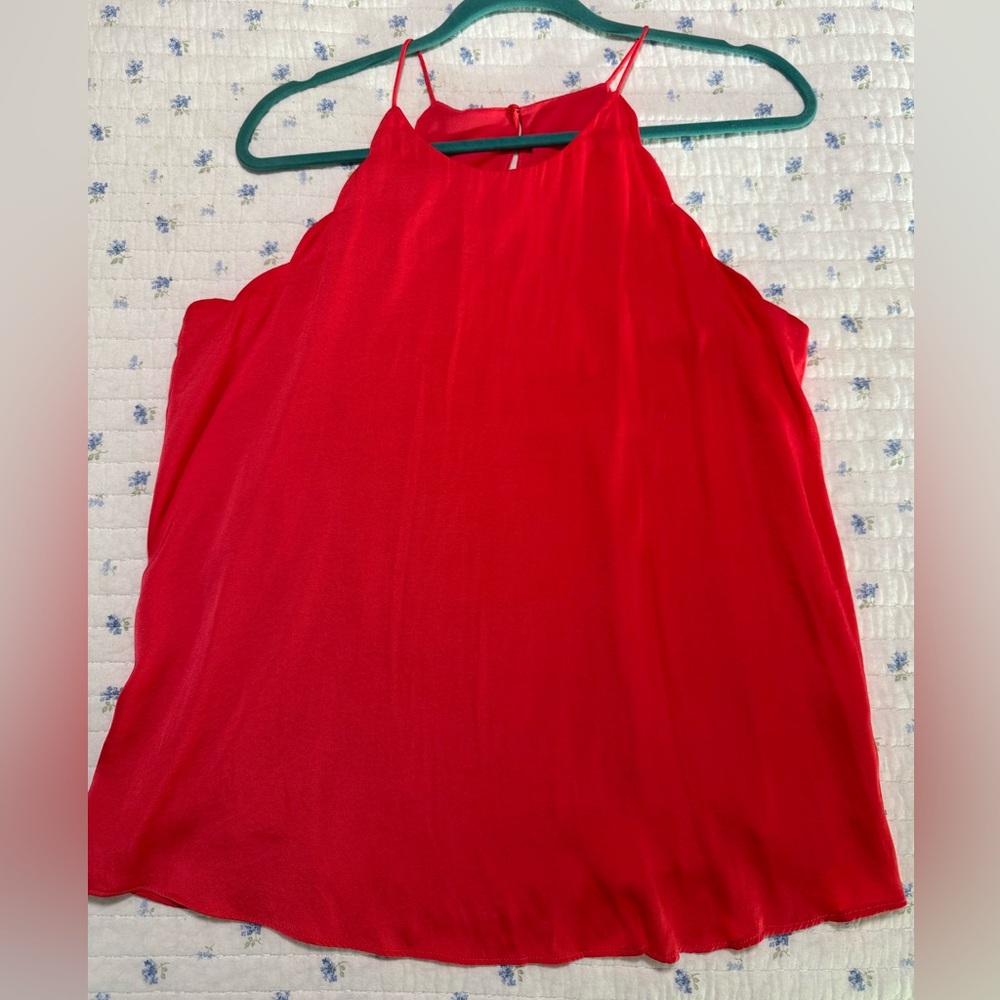 Naked Zebra Satin Coral Color Women's Scalloped Edge Tank top Size medium lined